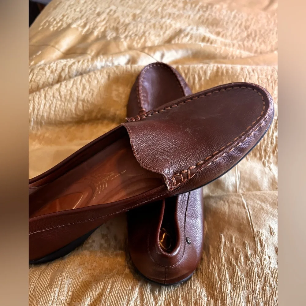 Sudini Brown Leather soft loafers size 10 medium - Picture 2 of 10